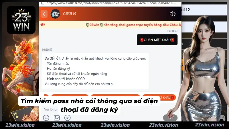 Tìm pass 23WIN thông qua số điện thoại bản thân